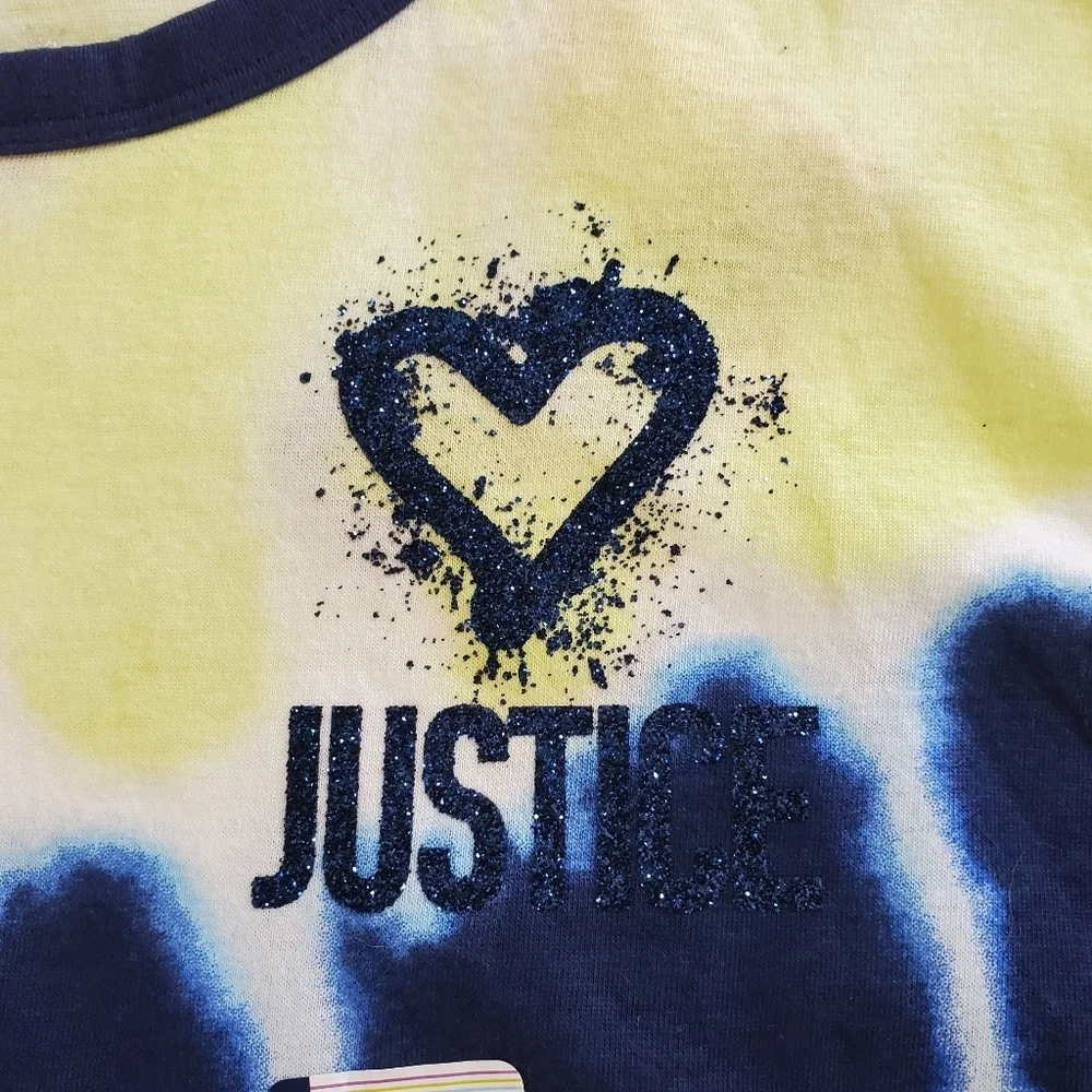 K1159 * Justice Girls Tie Dyed Tee Yellow Blue Size XS (5/6) NWT